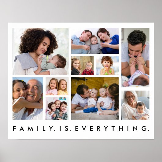 10 Fotocollage Familie ist alles Zitat weiß Poster (Vorne)