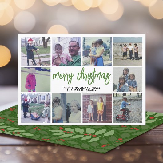 10 FotoCollage - Frohe Weihnachten Grün botanisch