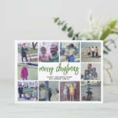 10 FotoCollage - Frohe Weihnachten Grün botanisch (Stehend Vorderseite)