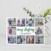10 FotoCollage - Frohe Weihnachten Grün Muster (Stehend Vorderseite)