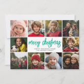 10 FotoCollage - Frohe Weihnachtsfarbenblöcke Feiertagskarte (Vorderseite)