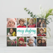 10 FotoCollage - Frohe Weihnachtsfarbenblöcke Feiertagskarte (Stehend Vorderseite)