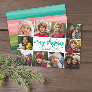 10 FotoCollage - Frohe Weihnachtsfarbenblöcke Feiertagskarte