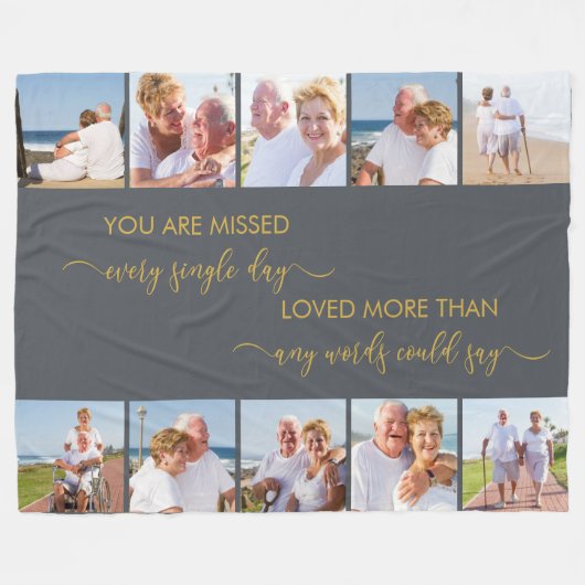 10 FotoCollage Gray Remembrance fehlt Fleecedecke (Vorderseite (Horizontal))