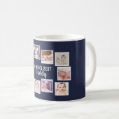 10 FotoCollage mit Personalisiertem Text blau Kaffeetasse (VorderseiteRechts)