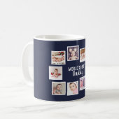 10 FotoCollage mit Personalisiertem Text blau Kaffeetasse (Vorderseite Links)