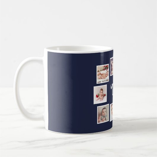 10 FotoCollage mit Personalisiertem Text blau Kaffeetasse (Links)