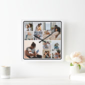 10 FotoCollage Personalisiert Quadratische Wanduhr (Zuhause)