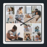 10 FotoCollage Personalisiert Quadratische Wanduhr<br><div class="desc">10 Foto Collage Familie Personalisierte Wanduhr aus Ricaso - mit 10 Bildvorlagen. Ein wunderbares Foto für sich selbst oder andere</div>