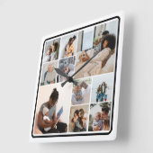 10 FotoCollage Personalisiert Quadratische Wanduhr (Winkel)