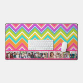 10 FotoCollage - riesige, farbenfrohe Zickzack Mus Schreibtischunterlage (Tastatur & Maus)