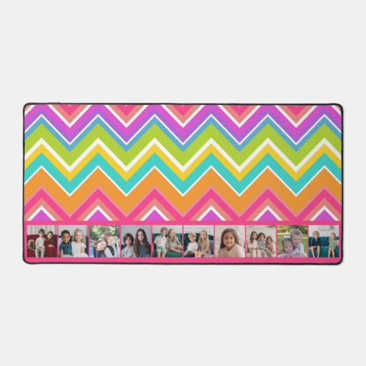 10 FotoCollage - riesige, farbenfrohe Zickzack Mus Schreibtischunterlage (Vorderseite)