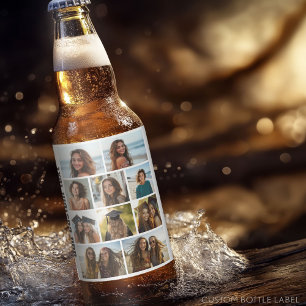 10 FotoCollage - Schwarzer Text mit weißem Hinterg Bierflaschenetikett