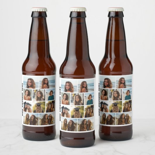 10 FotoCollage - Schwarzer Text mit weißem Hinterg Bierflaschenetikett (Flaschen)