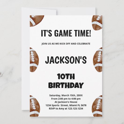10. Fußball Geburtstagseinladungen Einladung (Vorderseite)