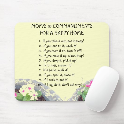 10 Gebote der Mama Mouse Pad Mousepad (Mit Mouse)