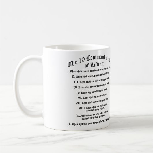10 Gebote des Aufhebens Kaffeetasse (Links)