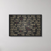 10 Gebote für dunkles Holz 30" x 20" Leinwand Wrap (Vorderseite)