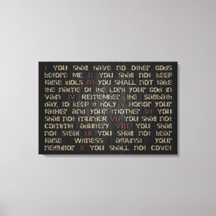 10 Gebote für dunkles Holz 30" x 20" Leinwand Wrap