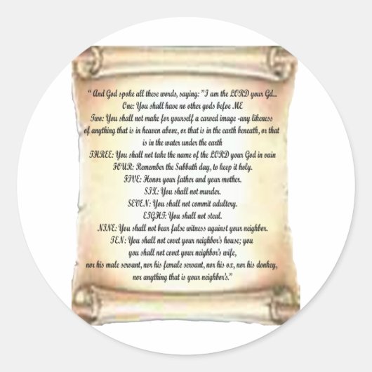 10 Gebote Runder Aufkleber (Vorderseite)