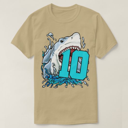 10. Geburtstag 10 Hai T-Shirt (Design vorne)