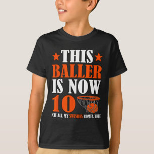 10. Geburtstag 10 Jahre alter Basketball 10. Bi T-Shirt