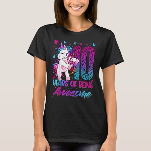 10. Geburtstag 10. Jähriges Mädchen Flossing Einho T-Shirt (Vorderseite)