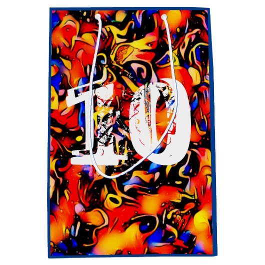 10. Geburtstag abstrakte Kunstjungen Mittlere Geschenktüte (Vorderseite)