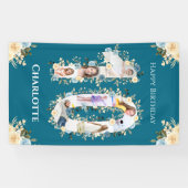 10. Geburtstag Aquamarine Blume Foto Collage Gelb Banner (Horizontal)