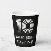 10. Geburtstag — Art Deco Inspiriert Aussehen "10" Pappbecher (Vorderseite)