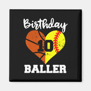 10. Geburtstag Baller Spaß 10 Jahre alter Softball Magnet