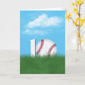 10. Geburtstag Baseball im Grünen Gras Karte (Gelbe Blume)