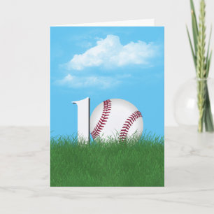 10. Geburtstag Baseball in grünem Gras Karte