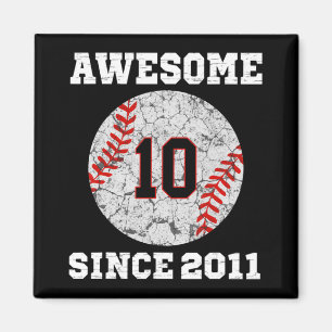 10. Geburtstag Baseball Lover Geschenk 10 Jahre al Magnet