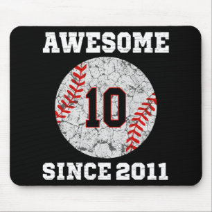 10. Geburtstag Baseball Lover Geschenk 10 Jahre al Mousepad