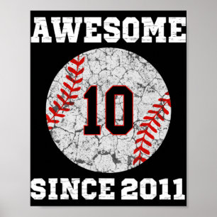 10. Geburtstag Baseball Lover Geschenk 10 Jahre al Poster