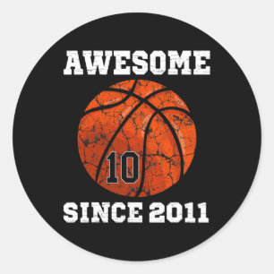 10. Geburtstag Basketball Lover Geschenk 10 Jahre Runder Aufkleber