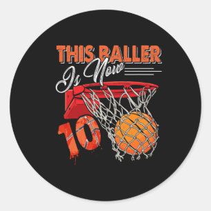 10. Geburtstag Basketball Spaß 10 Jahre Altes Kind Runder Aufkleber