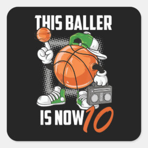 10. Geburtstag Basketball Spieler Funny 10 Jahre a Quadratischer Aufkleber