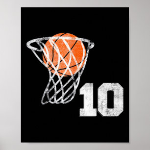 10. Geburtstag Basketball Zehn 10 Jahre Jungen Kin Poster