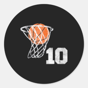 10. Geburtstag Basketball Zehn 10 Jahre Jungen Kin Runder Aufkleber