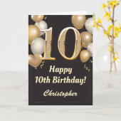 10. Geburtstag Black and Gold Balloons Confetti Karte (Gelbe Blume)