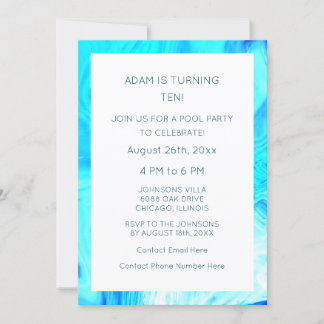 10. Geburtstag Blau Abstraktes Künstlerisches Cool Einladung