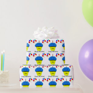 10. Geburtstag Blau Cupcake Ballons Anpassen ALTER Geschenkpapier