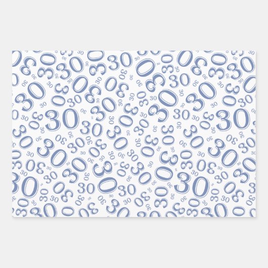 10. Geburtstag Blau/Weiß Random Zahlenmuster Geschenkpapier Set (Vorderseite 3)