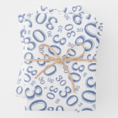 10. Geburtstag Blau/Weiß Random Zahlenmuster Geschenkpapier Set (Beispiel)