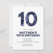 10. Geburtstag, Blaue Camouflage Personalisiertes Einladung (Vorderseite)