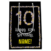 10. Geburtstag: Blumennummer, Individuelle Name, B Mittlere Geschenktüte (Rückseite)