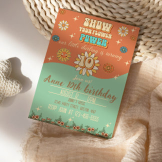 10. Geburtstag böhmischen Groovy Stil Retro Einladung