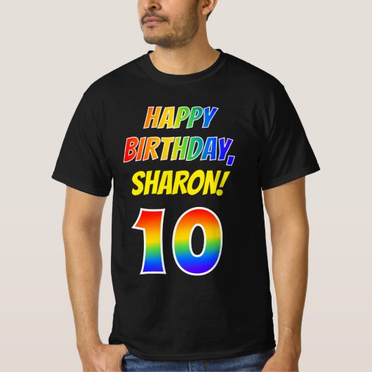 10. Geburtstag — Bold, Fun, Rainbow 10, Individuel T-Shirt (Vorderseite)